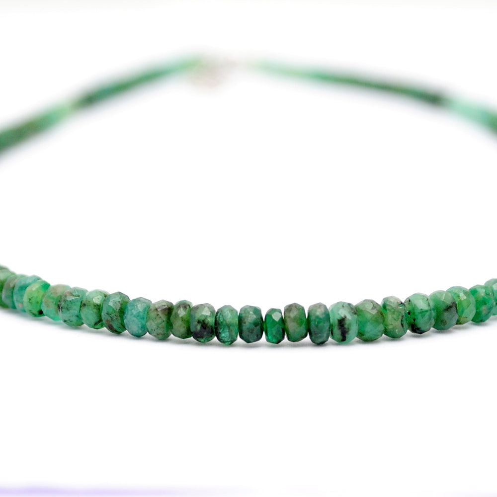 Emerald Gemstone Beaded Silver Necklace May Birthstone Jewelry For Growth Healing And Improved Vision 