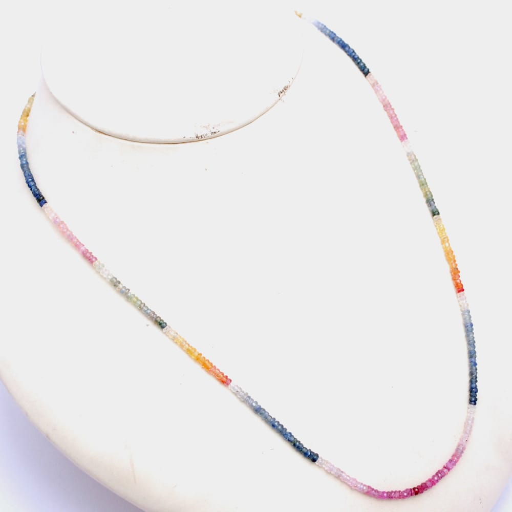 Sapphire Gemstone Beaded Silver Necklace September Birthstone Jewelry For Promotes Inner Peace And Clarity And Enhances Intuition 