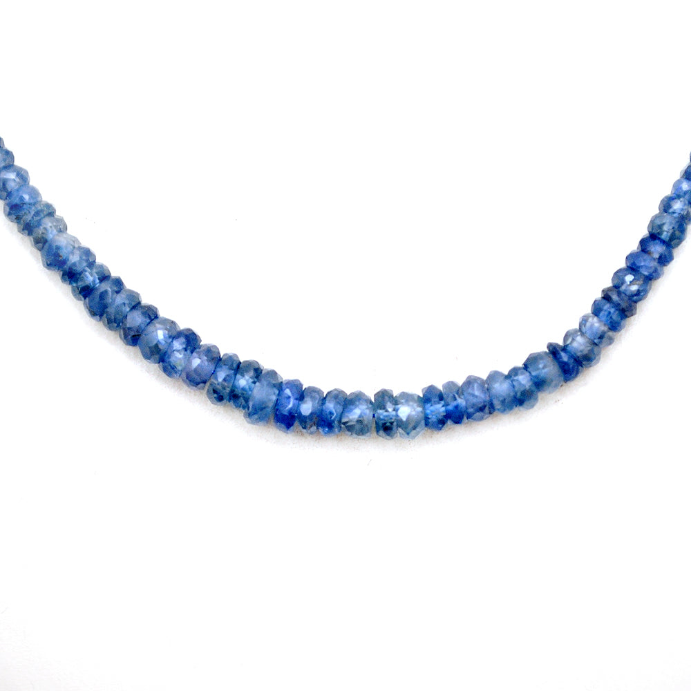 Sapphire Gemstone Beaded Silver Necklace September Birthstone Jewelry For Against Negative Energy And Aids In Decision-Making 