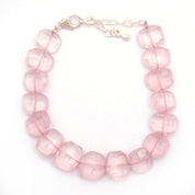 Rose Quartz Gemstone Beaded Silver Bracelet January Birthstone Jewelry For Love And Harmony And Fosters Positive Energy 