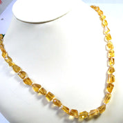 Citrine Quartz Gemstone Beaded Silver Necklace November Birthstone Jewelry For Joy And Attracts Wealth 