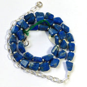 Lapis Lazuli Gemstone Beaded Silver Necklace Jewelry For Truth And Enhances Intuition 