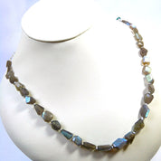 Labradorite Gemstone Beaded Silver Necklace September Birthstone Jewelry For Promotes Inner Peace And Improve Decision-Making Skills 