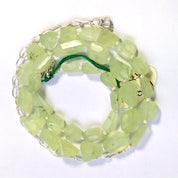 Prehnite  Gemstone Beaded Silver Necklace May & June Birthstone Jewelry For Emotional Healing And Fosters Emotional Balance 