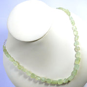 Prehnite  Gemstone Beaded Silver Necklace May & June Birthstone Jewelry For Emotional Healing And Fosters Emotional Balance 