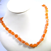 Carnelian Gemstone Beaded Silver Necklace July Birthstone Jewelry For Boosts Motivation And Enhances Self-Confidence 