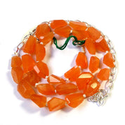 Carnelian Gemstone Beaded Silver Necklace July Birthstone Jewelry For Boosts Motivation And Enhances Self-Confidence 