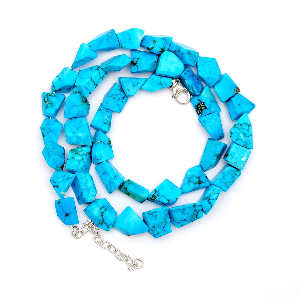 Turquoise Gemstone Beaded Silver Necklace December Birthstone Jewelry For Protection And Inner Calm 