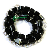 Black Onyx Gemstone Beaded Silver Necklace July Birthstone Jewelry For Grounding And Protection And Reduces Stress 