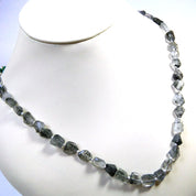 Black Rutile Gemstone Beaded Silver Necklace Jewelry For Focus And Shields From Negative Energy 