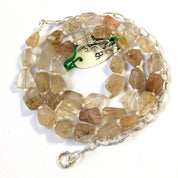 Copper Rutile Gemstone Beaded Silver Necklace April Birthstone Jewelry For Grounding And Enhanced Creativity 