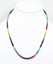 Emerald, Ruby , Shappire Gemstone Beaded Silver Necklace Jewelry For Growth And Improved Vision 