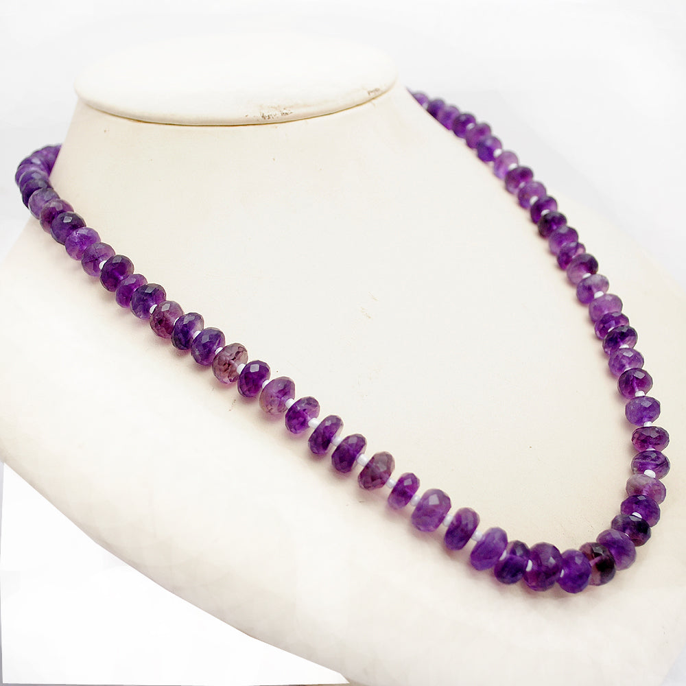 Amethyst Gemstone Beaded Silver Necklace February Birthstone Jewelry For Stress Relief And Reduces Anxiety 