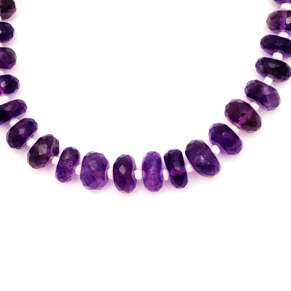 Amethyst Gemstone Beaded Silver Necklace February Birthstone Jewelry For Stress Relief And Reduces Anxiety 