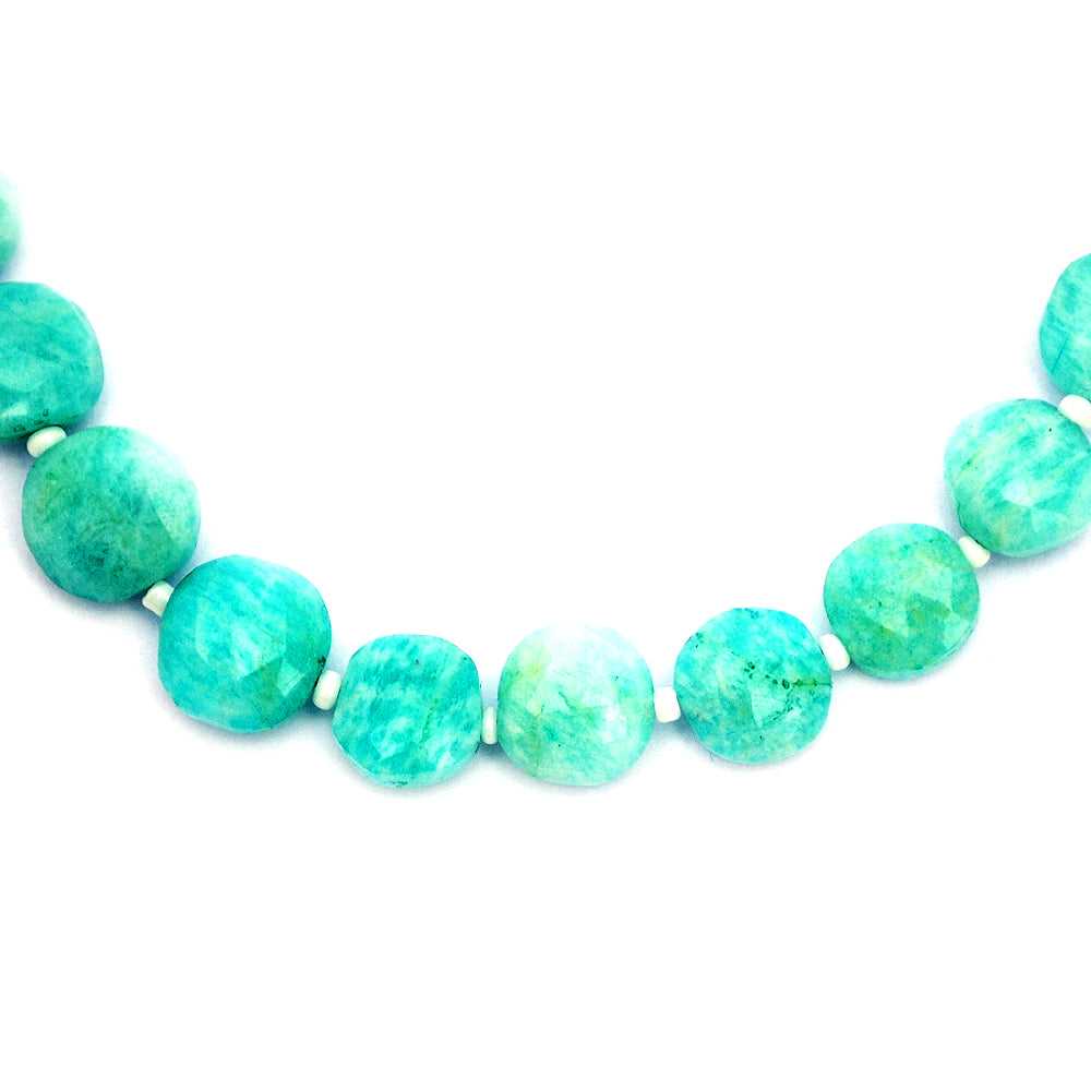 Amazonite Gemstone Beaded Silver Necklace Jewelry For Enhances Communication And Stress Relief 