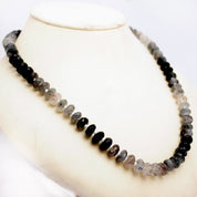 Black Rutile Gemstone Beaded Silver Necklace Jewelry For Protection And Shields From Negative Energy 