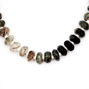 Black Rutile Gemstone Beaded Silver Necklace Jewelry For Protection And Shields From Negative Energy 