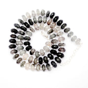 Black Rutile Gemstone Beaded Silver Necklace Jewelry For Protection And Shields From Negative Energy 