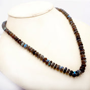 Labradorite Gemstone Beaded Silver Necklace September Birthstone Jewelry For Strengthens Intuition And Balance Emotions 