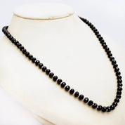 Black Spinel Gemstone Beaded Silver Necklace August Birthstone Jewelry For Emotional Stability And Aids In Restful Sleep 