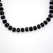 Black Spinel Gemstone Beaded Silver Necklace August Birthstone Jewelry For Emotional Stability And Aids In Restful Sleep 