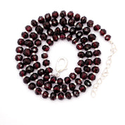 Garnet Gemstone Beaded Silver Necklace January Birthstone Jewelry For Strength And Grounding 