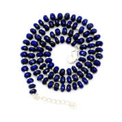 Lapis Lazuli Gemstone Beaded Silver Necklace Jewelry For Protection And Promotes Self-Awareness 