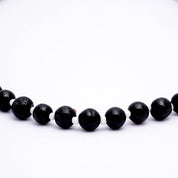 Black Tourmaline Gemstone Beaded Silver Necklace October Birthstone Jewelry For Negative Energy Absorption And Reduces Stress 