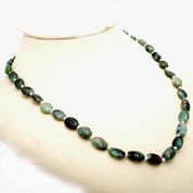 Emerald Gemstone Beaded Silver Necklace May Birthstone Jewelry For Rejuvenation Healing And Improved Vision 