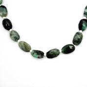 Emerald Gemstone Beaded Silver Necklace May Birthstone Jewelry For Rejuvenation Healing And Improved Vision 