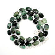 Emerald Gemstone Beaded Silver Necklace May Birthstone Jewelry For Rejuvenation Healing And Improved Vision 