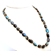 Labradorite Gemstone Beaded Silver Necklace September Birthstone Jewelry For Reduces Stress And Improve Decision-Making Skills 