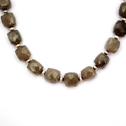 Grey Moonstone Beaded Silver Necklace June Birthstone Jewelry For Stress Relief And Soothing 