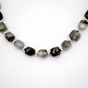 Black Rutile Gemstone Beaded Silver Necklace Jewelry For Focus And Shields From Negative Energy 