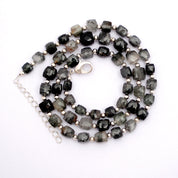 Black Rutile Gemstone Beaded Silver Necklace Jewelry For Focus And Shields From Negative Energy 