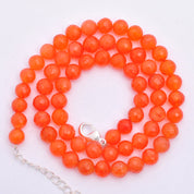 Carnelian Gemstone Beaded Silver Necklace July Birthstone Jewelry For Stimulates Creativity And Enhances Self-Confidence 