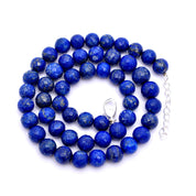 Lapis Lazuli Gemstone Beaded Silver Necklace Jewelry For Wisdom And Reduces Stress 