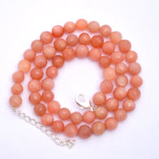 Peach Moonstone Beaded Silver Necklace June Birthstone Jewelry For Emotional Balance And Creativity 