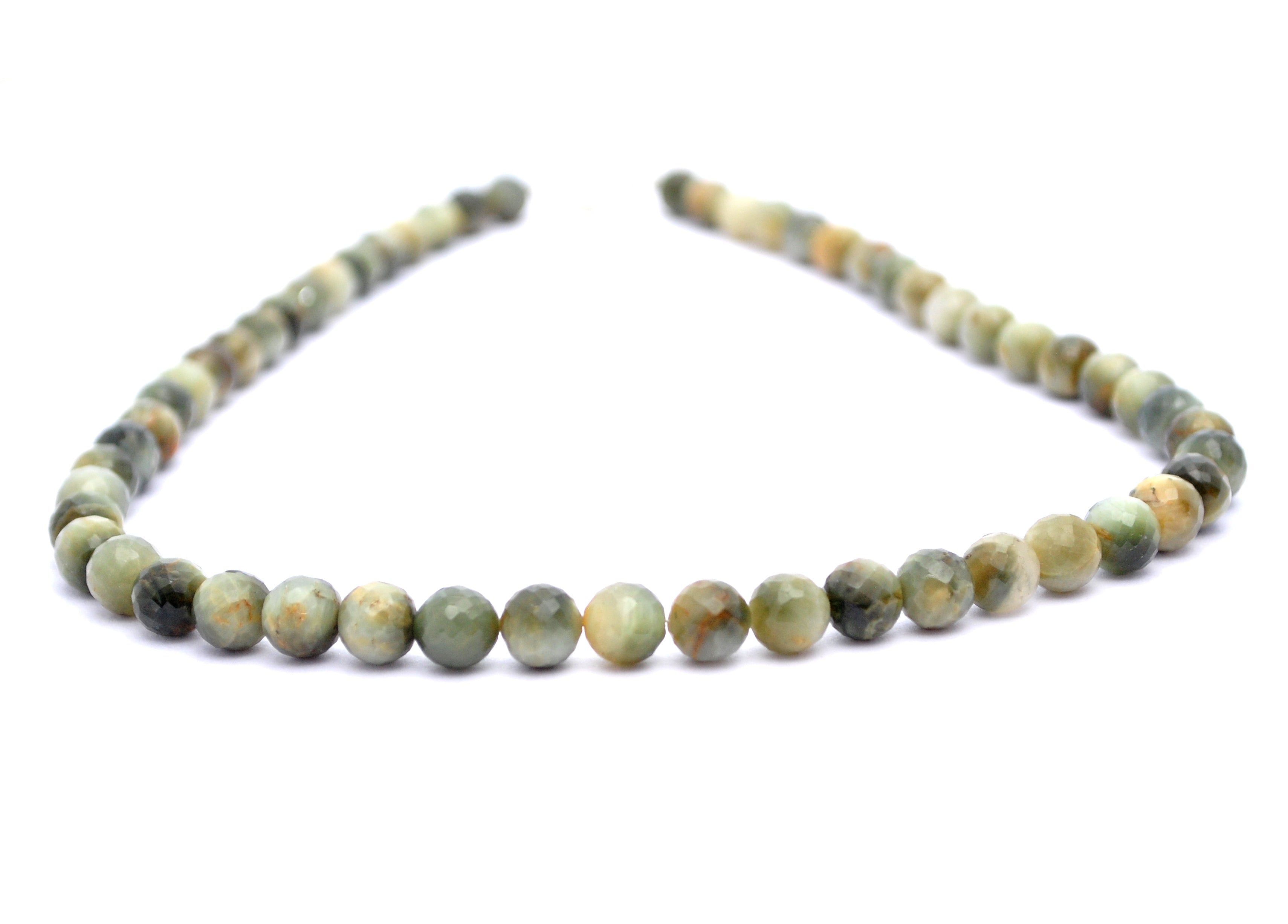 Cats Eye Agate Gemstone Beaded Silver Necklace Jewelry For Protection And Reduces Negative Energy 