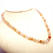 Golden Rutile Gemstone Beaded Silver Necklace April Birthstone Jewelry For Enhances Creativity And Boosts Confidence 