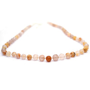 Golden Rutile Gemstone Beaded Silver Necklace April Birthstone Jewelry For Enhances Creativity And Boosts Confidence 