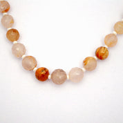 Golden Rutile Gemstone Beaded Silver Necklace April Birthstone Jewelry For Enhances Creativity And Boosts Confidence 