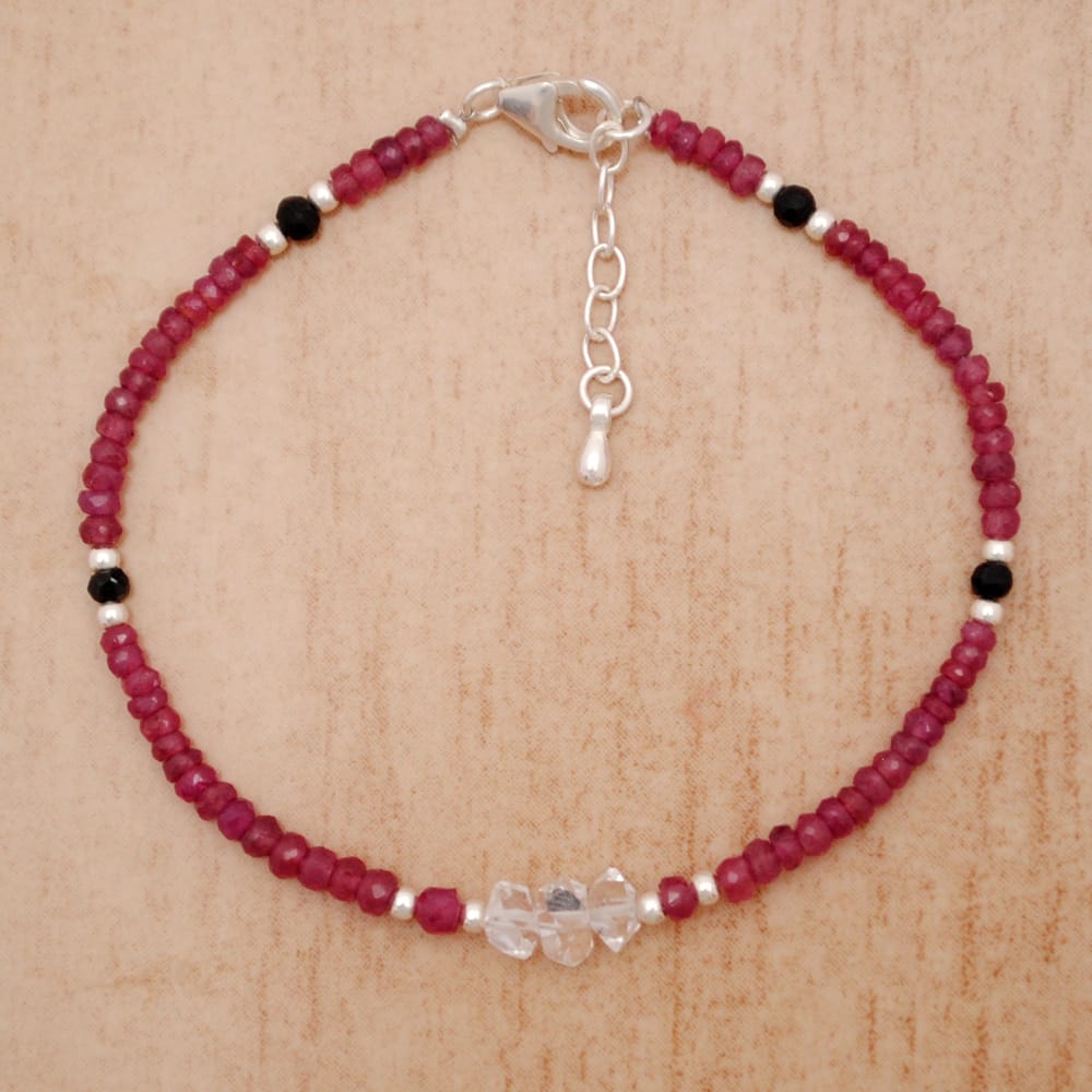 Herkimar Diamond Gemstone Beaded Silver Bracelet April Birthstone Jewelry For Amplifies Energy And Increased Clarity 