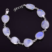 Rainbow Moonstone Gemstone Silver Bracelet June Birthstone Jewelry For Inner Growth 