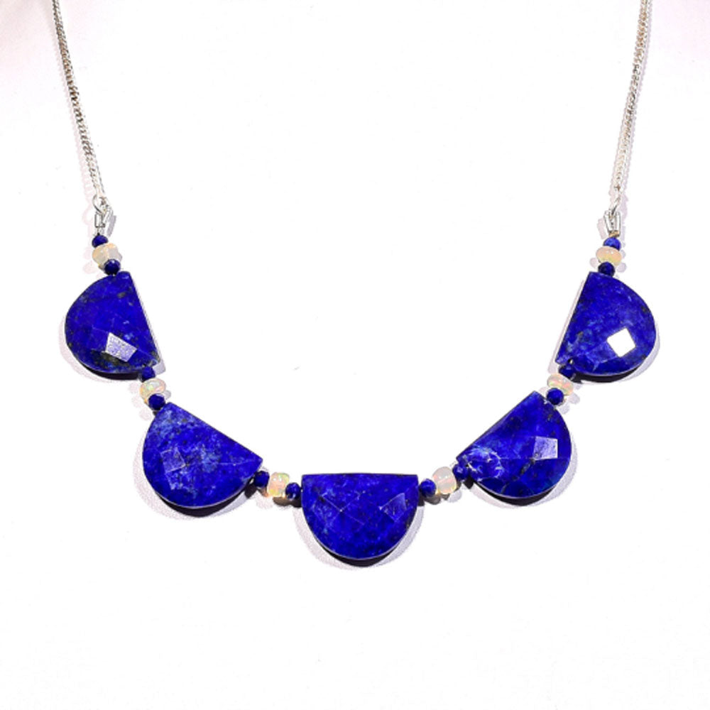 Natural Blue Lapis Lazuli  Beaded Fine Gemstone Necklace 