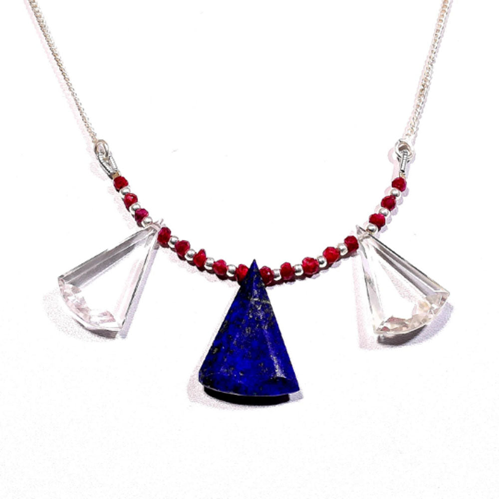 Natural Blue  Lapis Lazuli  Beaded Fine Gemstone Necklace 