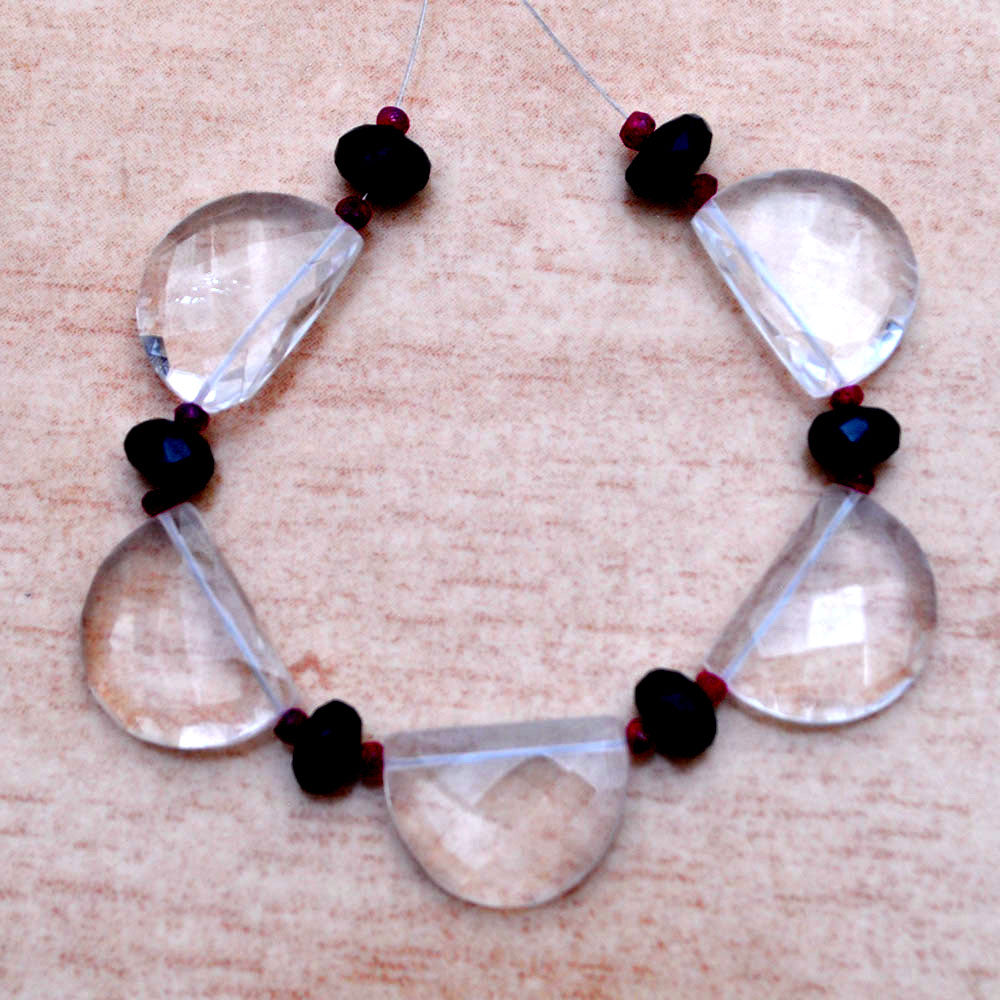 Natural White/Colorless Crystal Quartz Beaded Fine Gemstone Necklace 