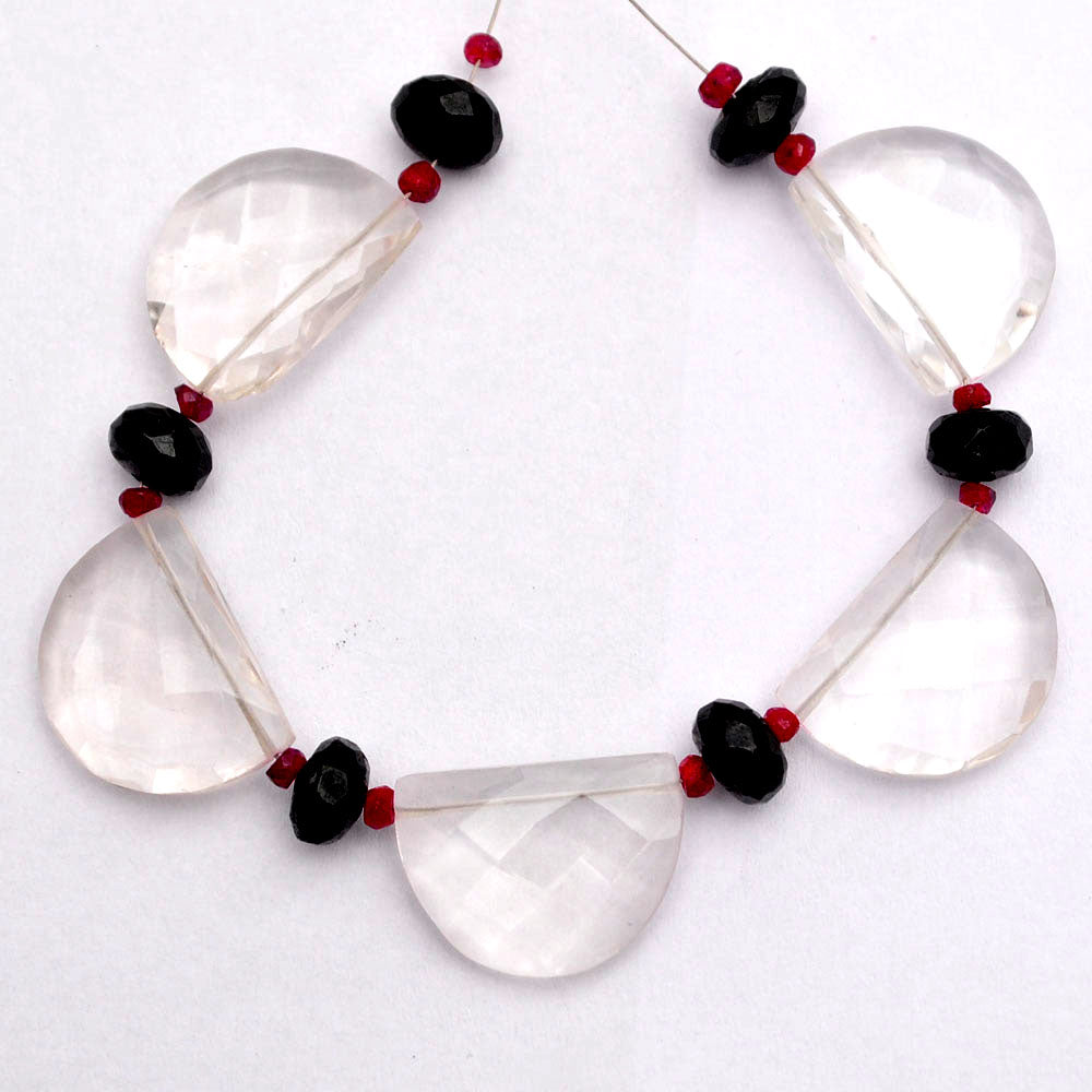 Natural White/Colorless Crystal Quartz Beaded Fine Gemstone Necklace 