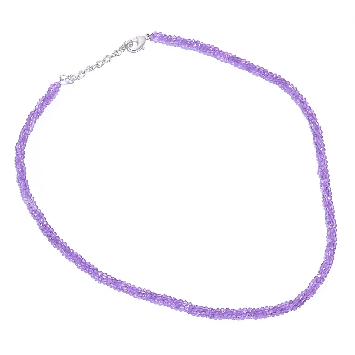 Natural Purple  Af Amethyst Beaded Fine Gemstone Necklace 