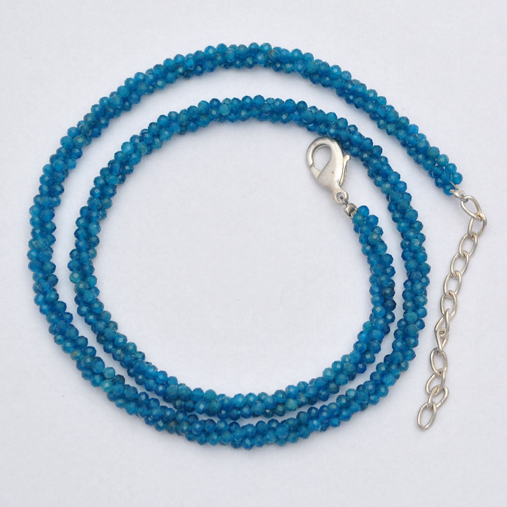 Natural White  Neyon Apatite Beaded Fine Gemstone Necklace 